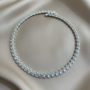 CHOKER DE RIVIEIRA PRATA COM PEDRAS REDONDAS