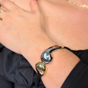 BRACELETE GOTA MÁXI / PRATA E DOURADO - VERNIZ ITALIANO