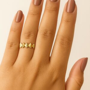 ANEL AJUSTÁVEL ZIG ZAG BANHADO A OURO 18K