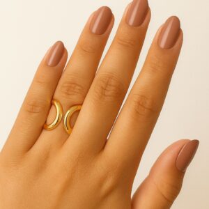 ANEL AJUSTÁVEL ORGÂNICO MODERNO BANHADO A OURO 18K